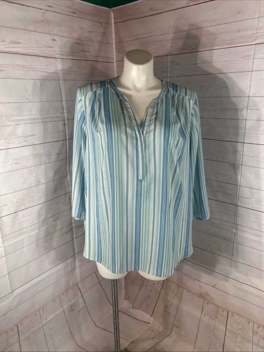 NYDJ Not Your Daughters Jeans Women’s Size 2X Pullover Tunic Top Blue Stripe - Picture 2 of 8